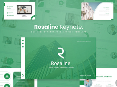 Rosaline Keynote business corporate creative google slides green keynote modern powerpoint presentation simplle template ui ux