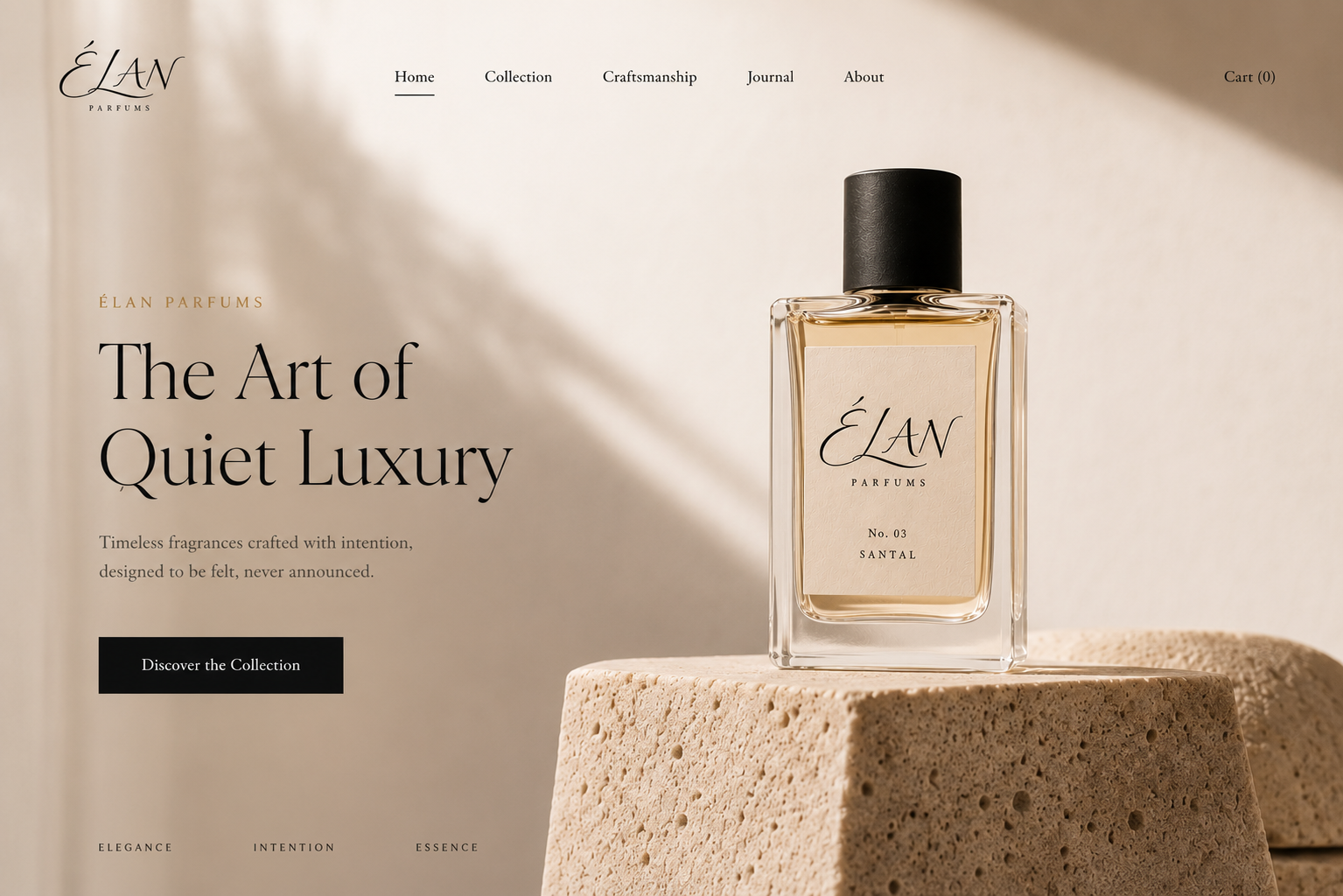 ELAN - Luxury Perfume Website Design & E-commerce UI beauty branding brand identity branding design editorial website figma fragrance graphic design logo luxury minimalist web design perfume premium product design simple website ui design ux design ecommerce web design web ui website design
