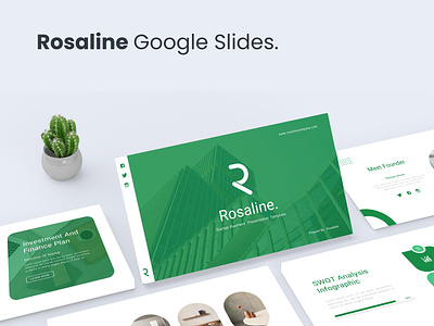 Rosaline Google Slides business company company profile corporate google slides green keynote modern powerpoint presentation simple template ui ux