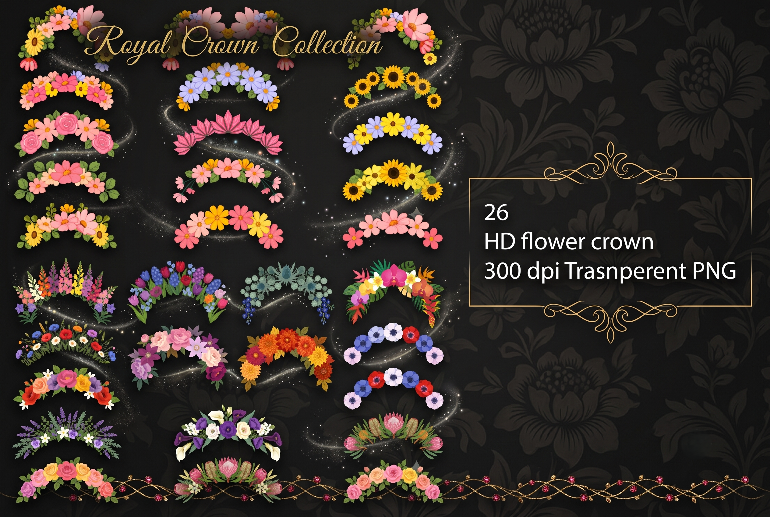 26 HD Flower Crown PNG Graphic crown crownfloral crownroyal crowntheempire decoration floral floralcrown floralcrowns flower flowercrown flowercrownmurah flowers flowerstagram frame handmade headpiece tiara vector watercolor watercolors