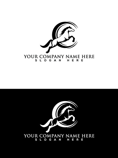 Letter C and Jumping horses Logo Design Vector 3d animation branding graphic design logo ui