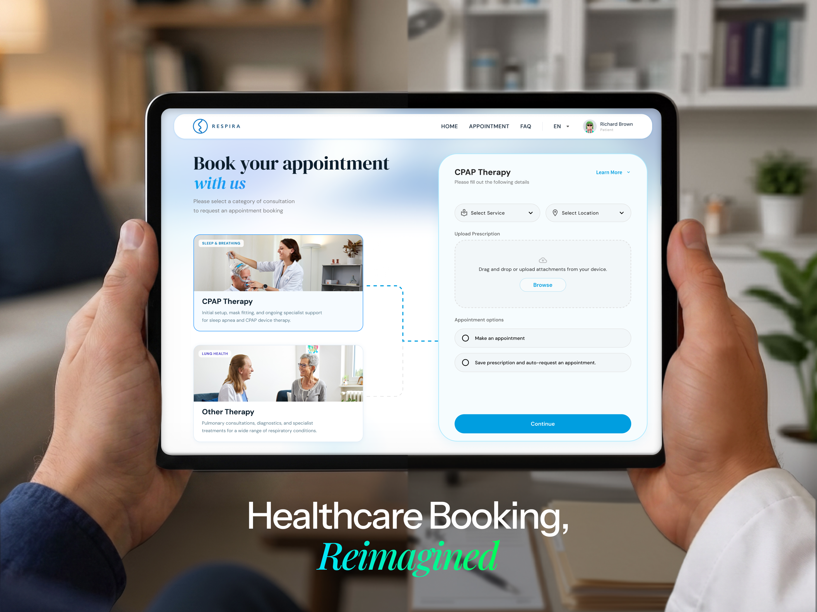 Respira Medical Booking UI branding clean dashboard erp healthcare dashboard illustration landing page logo product design ui design website