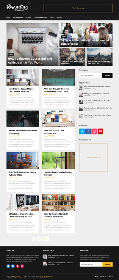 Minimalist Magazine Theme for WordPress: Magazinely design download free inspiration layout magazine news newspaper site theme web website wordpress