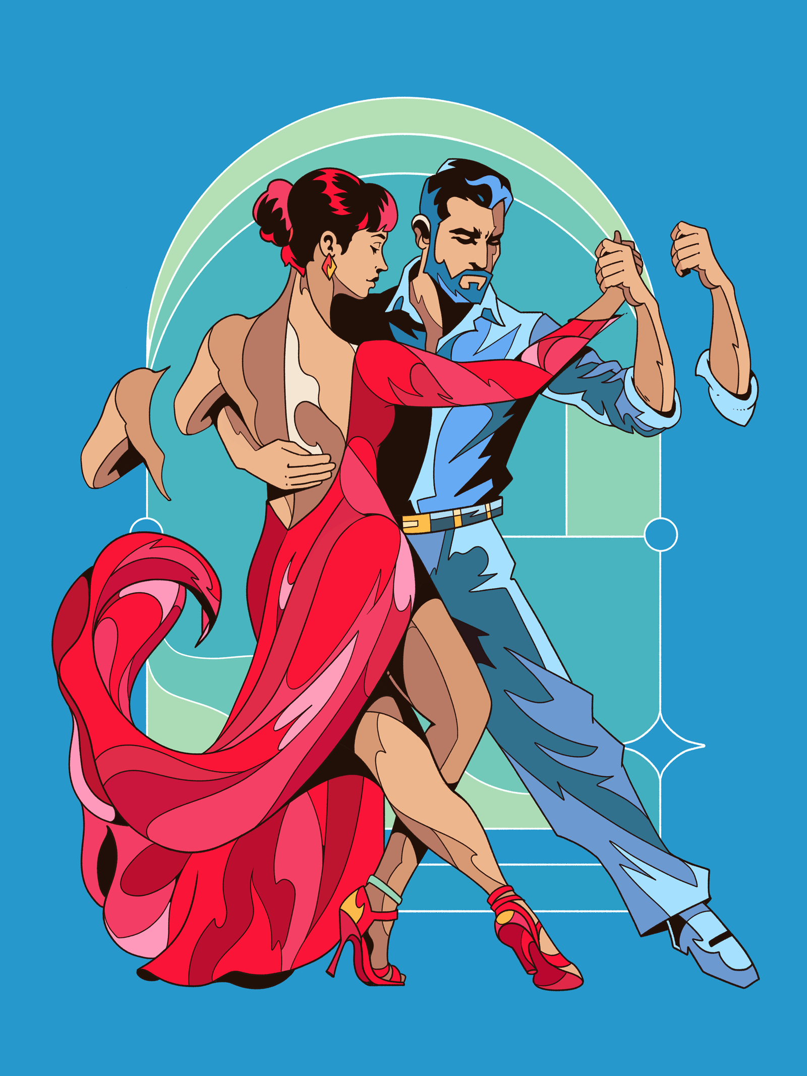 Tangueros argentina characters dancing illustration musica rio de la plata tango tangueros uruguay