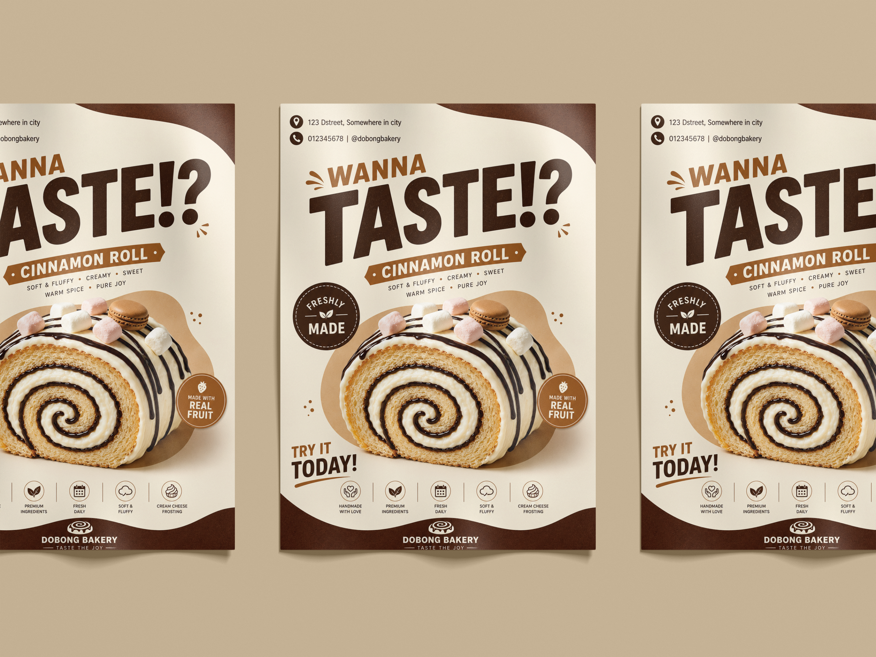 Cinnamon | Bakery Flyer & Poster Design advertising design brand identity branding cafe branding coffee poster coffee shop editorial design flyer flyer design food flyer graphic design layout design menu design minimalist design packaging design poster design print design promotional flyer typography visual identity