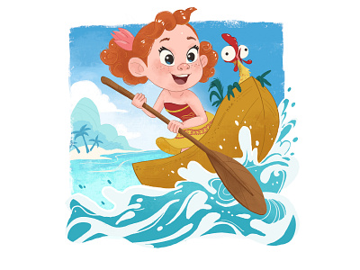 The work was created on the cartoon "Moana". art commission book cover illustration brand character cartoon cartoon character cartoon illustration character design character development children book illustration children illustration commercial illustration illustration stylized