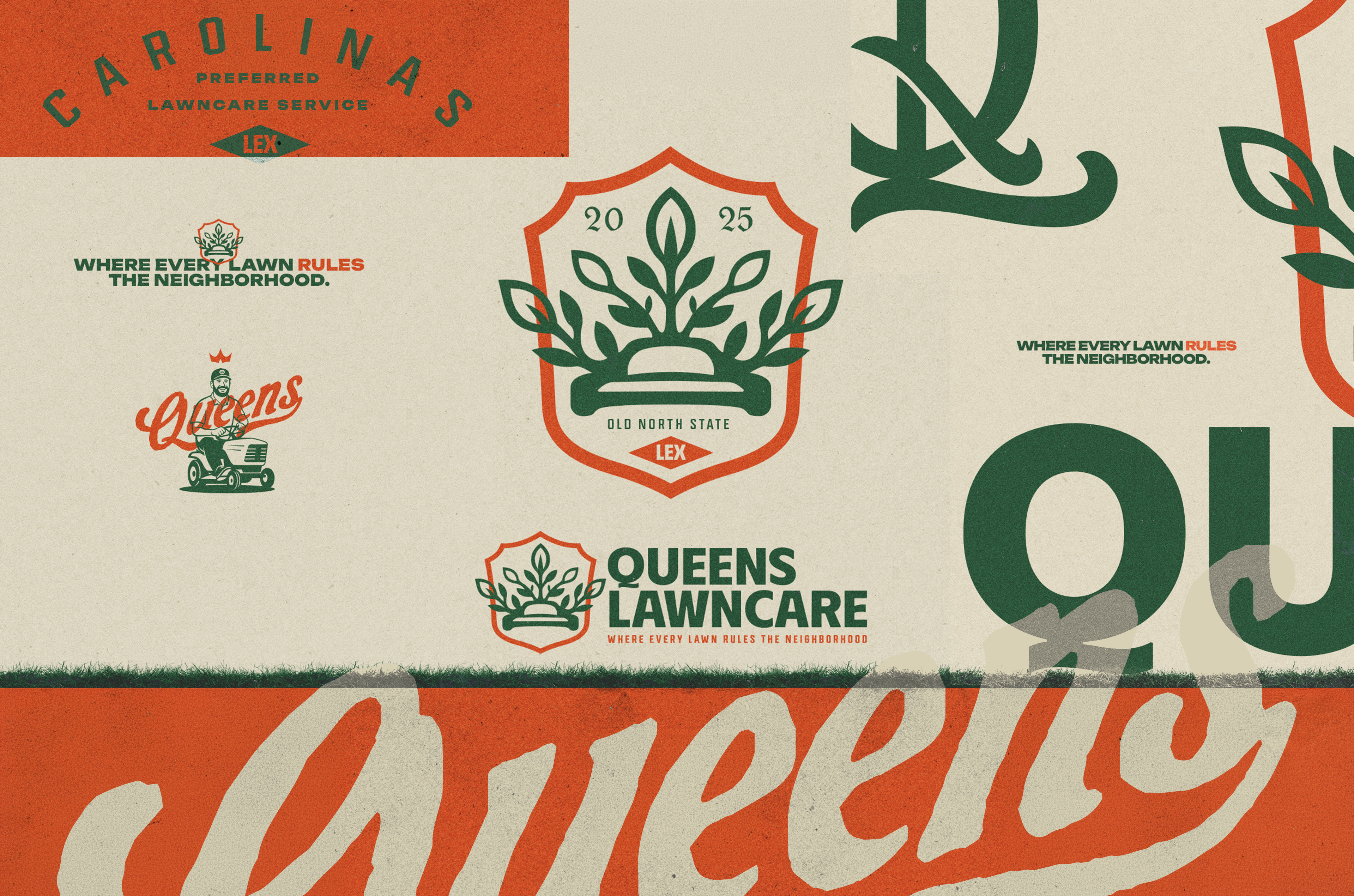 Queen's Lawncare branding graphic design illustrator lawncare logo queen