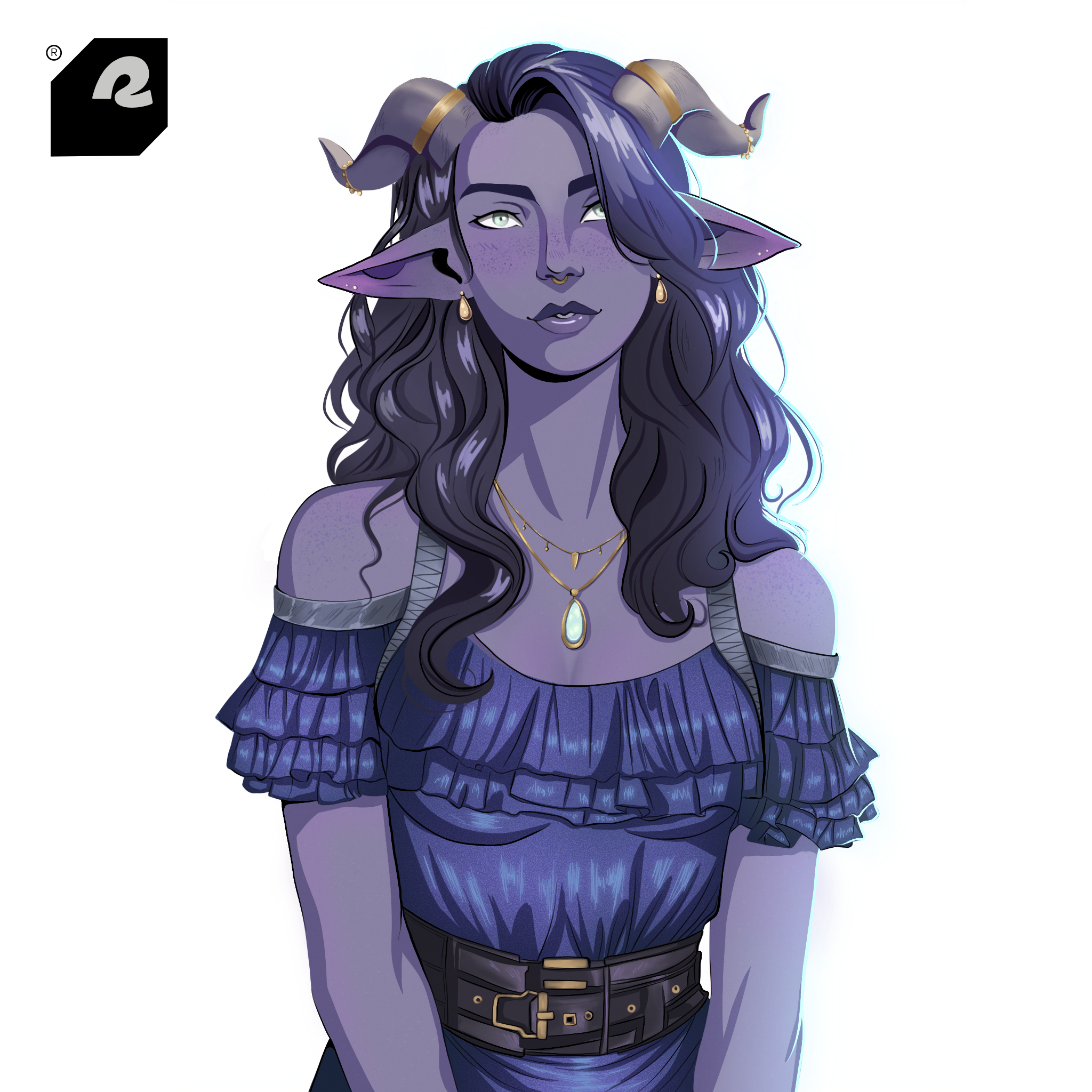 Nysera Vaelthorn | D&D Tiefling Character Portrait character design character portrait concept art digital illustration dnd character dungeons and dragons fantasy art female character rpg character tiefling