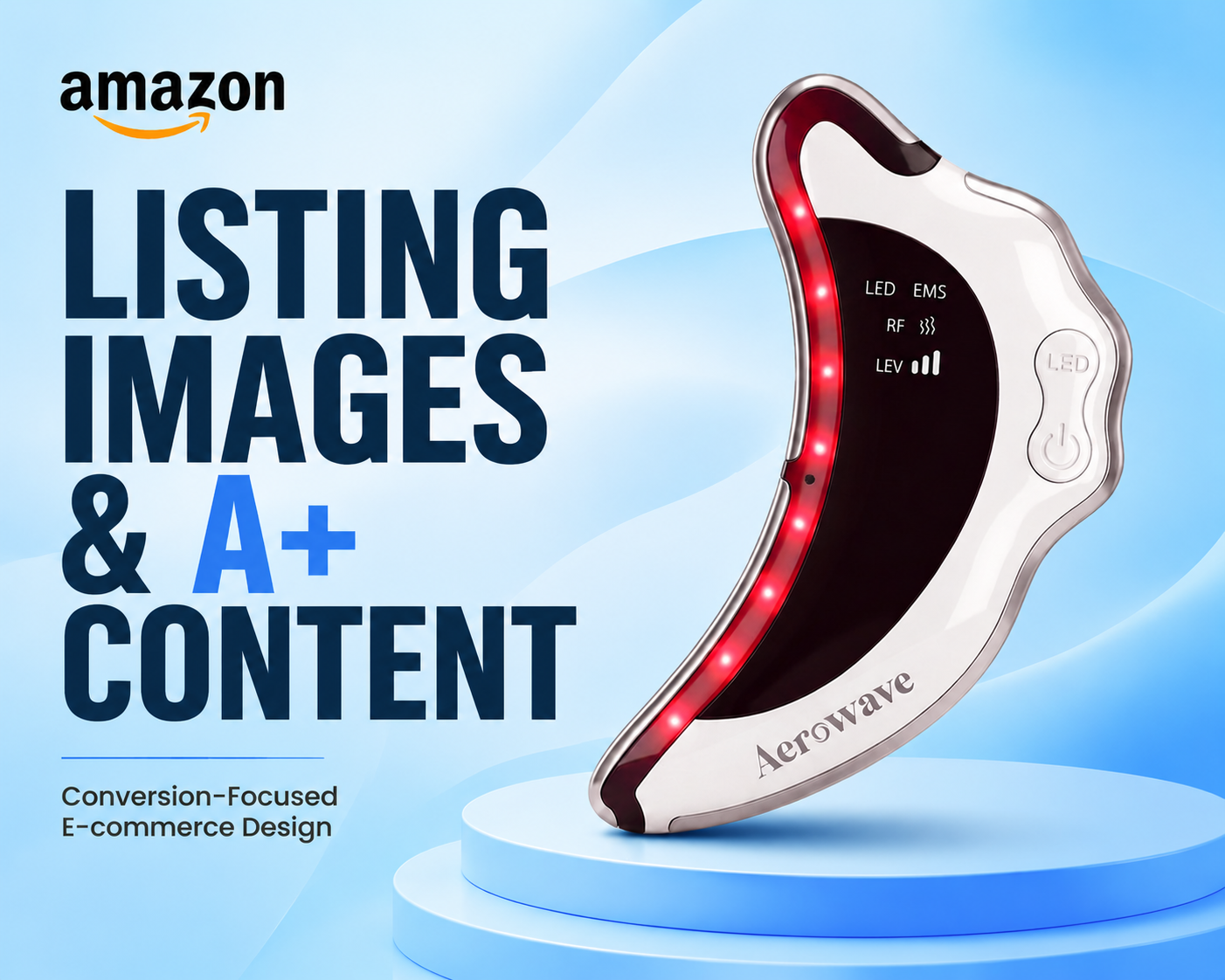 Amazon Listing Images & Premium A+ Content for RF Gua Sha Device amazon a content amazon creative design amazon listing images amazon product listing design anti aging device beauty packaging design beauty product design brand identity conversion focused design cosmetic branding e commerce design face massager facial sculpting device led beauty device premium a content product photography rf gua sha skin tightening skincare branding ui graphic design
