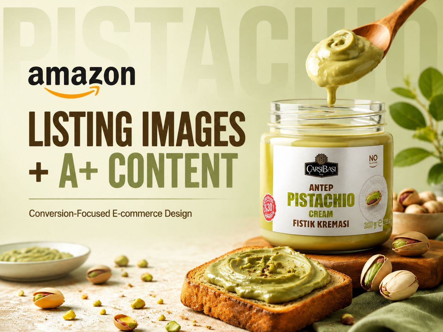 Amazon Listing Images & A+ Content | Gourmet Spread amazon a content design amazon food listing design amazon listing images antep pistachio cream e commerce product design fmcg packaging design food packaging design food product branding food product photography gourmet food branding gourmet pistachio cream healthy food branding natural ingredients nut spread packaging design pistachio butter pistachio cream pistachio spread premium a content premium food photography premium pistachio spread