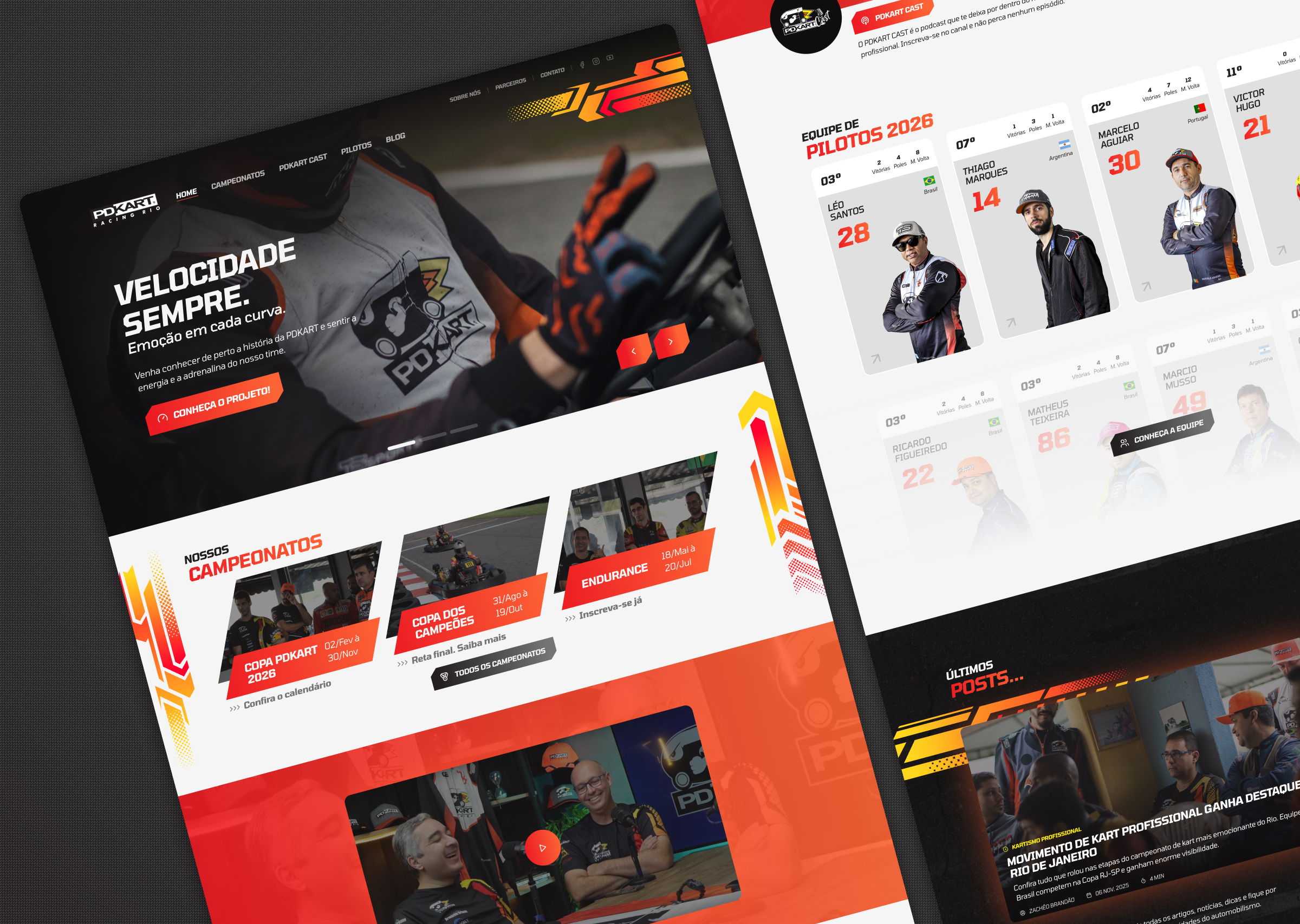 PDKART Racing · UI Design, Web Development custom cms design system front end karting motorsport ui design ux ui web design web development wordpress