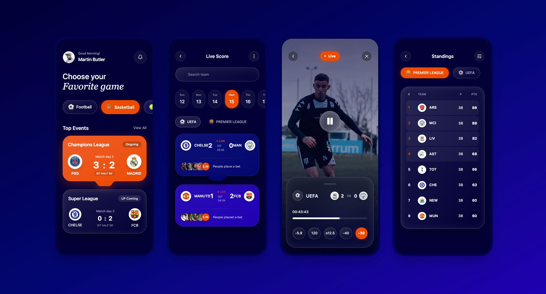 Football App Concept 3d animation app graphic design logo mobile motion graphics ui