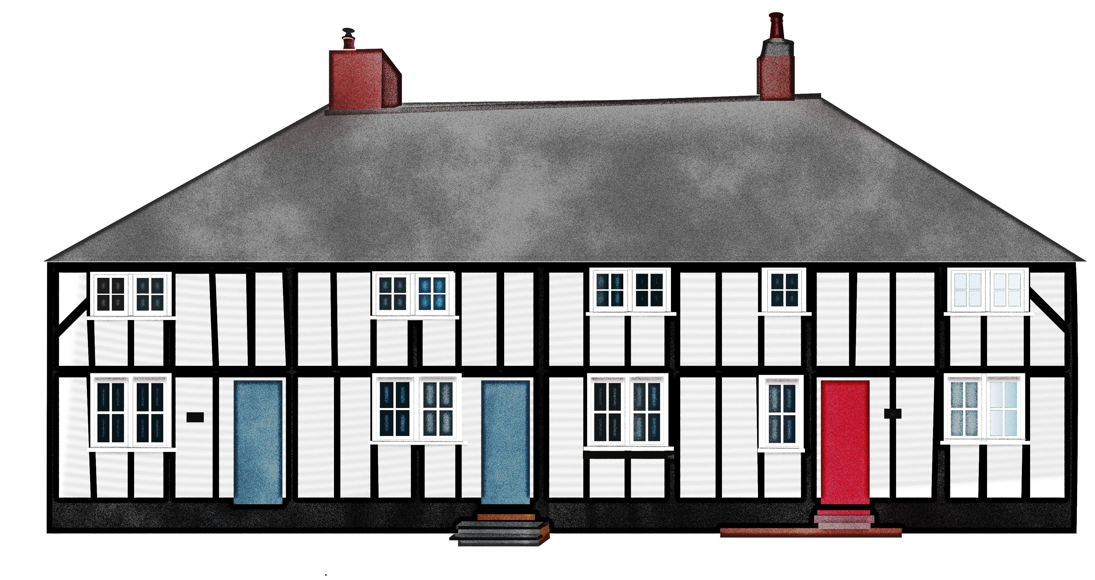 Tudor cottages :: WIP cottages illustration noise shunte88 tudor tudor cottages vector wip