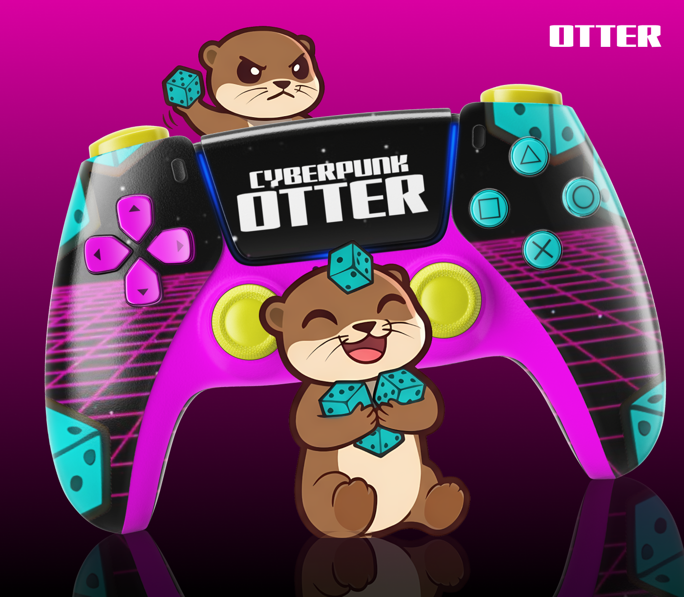 Cyber Otter | Retro Arcade Mascot Branding arcade brand design brand identity branding character design cyberpunk game art gaming graphic design illustration logo mascot mascot design merchandise neon packaging pixel art retro retro gaming visual identity