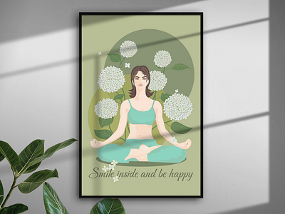 POSTER FOR YOGA STUDIO design fitness frame graphic design illustration lotos meditation poster reseption yoga