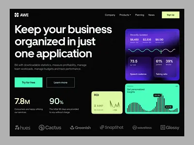 Saas Header Exploration analytics b2b crm graphs header saas saas homepage saas website ui web web header web3 website