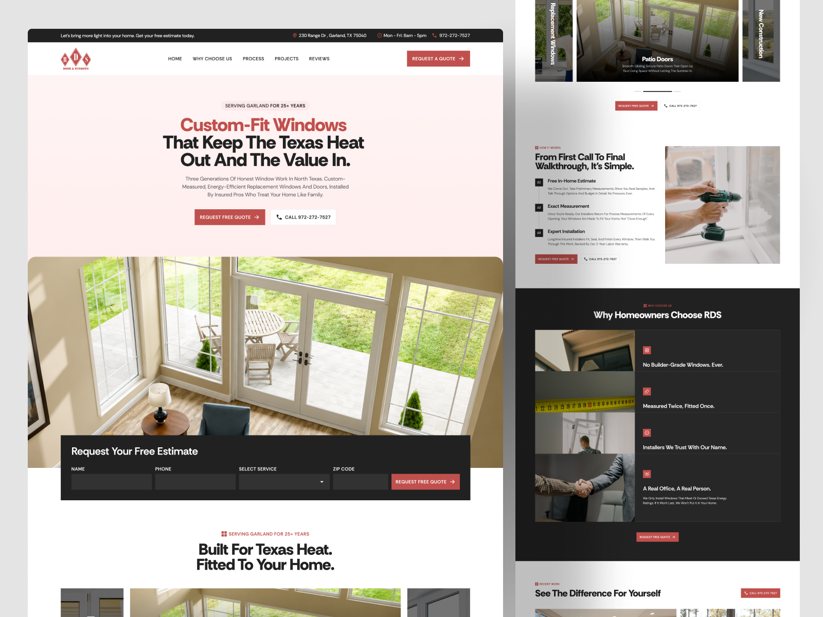 Window and Door Installation Company Website Design contractor website conversion design door installation home improvement home remodeling home services home services website landing page design lead generation local business patio doors small business website ui design web design website design website redesign window company window installation window replacement windows and doors