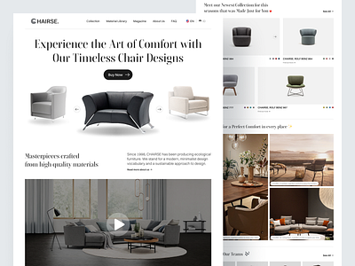 CHAIRSE - Chair Brand Landing Page architecture brand chair clean company profile decoration design ecommerce furniture home decor interior interior design landing page page sofa ui uiux ux web design website