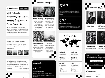 Black Venture - Venture Capital Landing Page Responsive black and white clean investment landing page logo responsive ui ui ux ux venture capital website