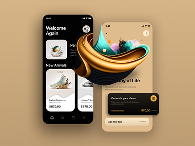 Shoes E-Commerce App ai ai design app clean concept dark mode dark ui design e commerce e commerce inspiration minimal minimalist modern shoes simple ui uiux ux