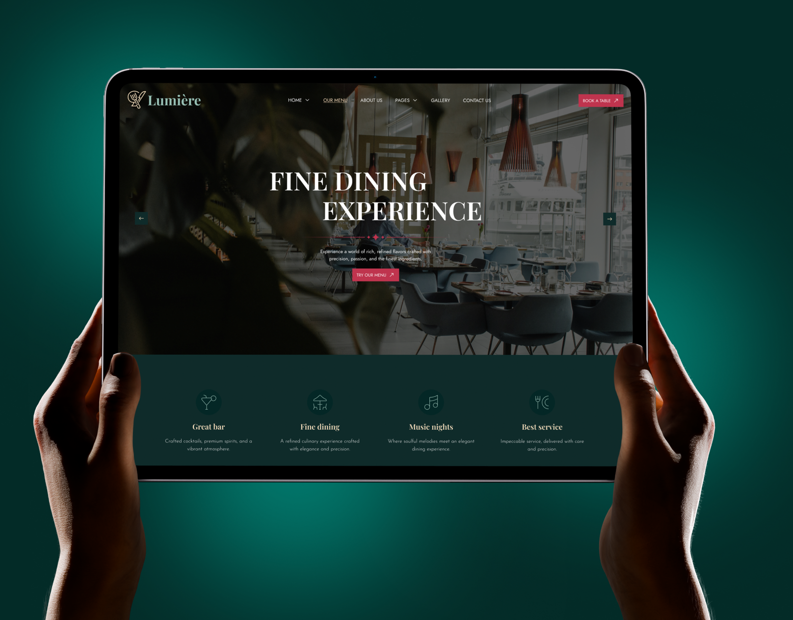 Lumière – Restaurant Table Booking Wix Template bistro booking system cafe chef dining fine dining food hospitality luxury restaurant menu modern design no code reservation responsive website restaurant restaurant template restaurant website table booking wix studio wix template