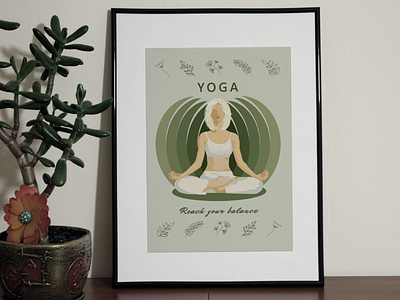 Poster for yoga studio design frame graphic design illustration lotus lotus pose meditation poster yoga yoga position