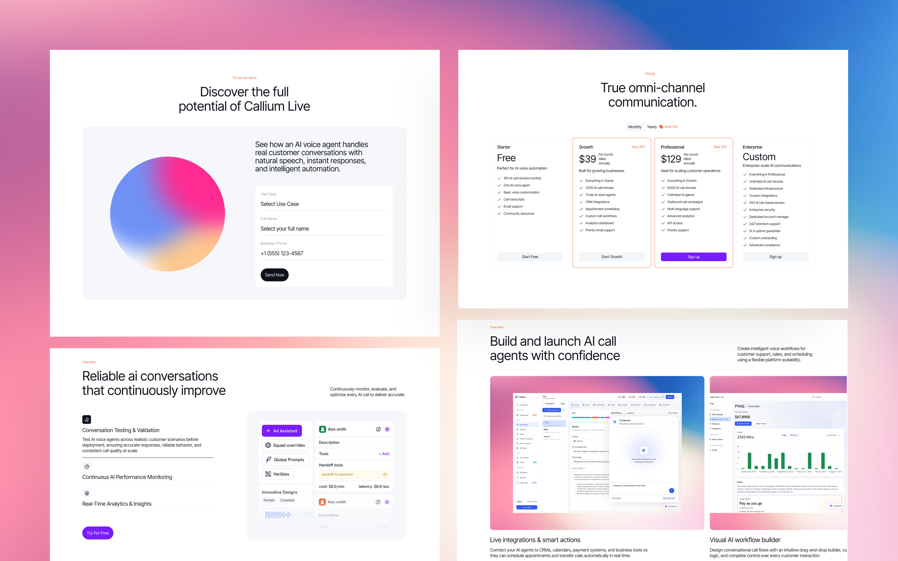 AI Call Agent SaaS Website ai ai call agent saas website ai website customer support design hr rumen landing page saas saas design saas product saas website ui web web design webfllow design webflow template website website design