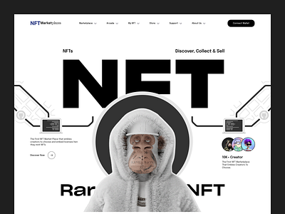 NFT Landing Page - Hero Header artmarketplace blockchain collectibles cryptoart cryptocollectibles cryptodesign cryptolandingpage decentralized digitalart digitalassets ethereum landingpage nft nftcommunity nftplatform nonfungibletokens smartcontracts tokenization uiux webdesign