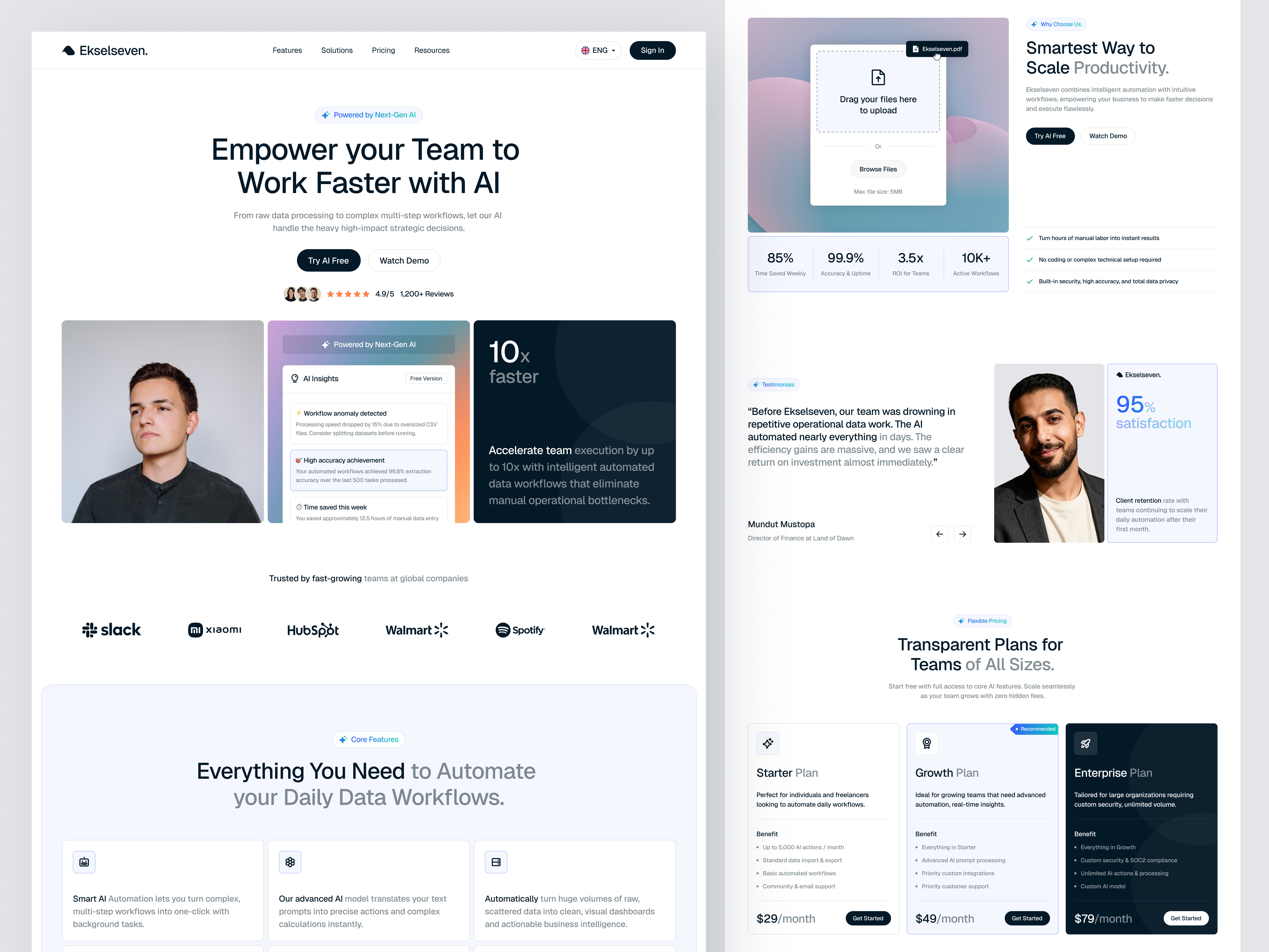 Ekselseven - SaaS Website Landing Page business clean clean design clean website haki haki studio landing page mobile app modern saas saas app saas landing page saas website trending ui uiux web design website