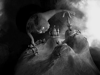 The Night Taking Over The Kingdom 3d animation black hill illustration interactive king kingdom monster night queen textures white