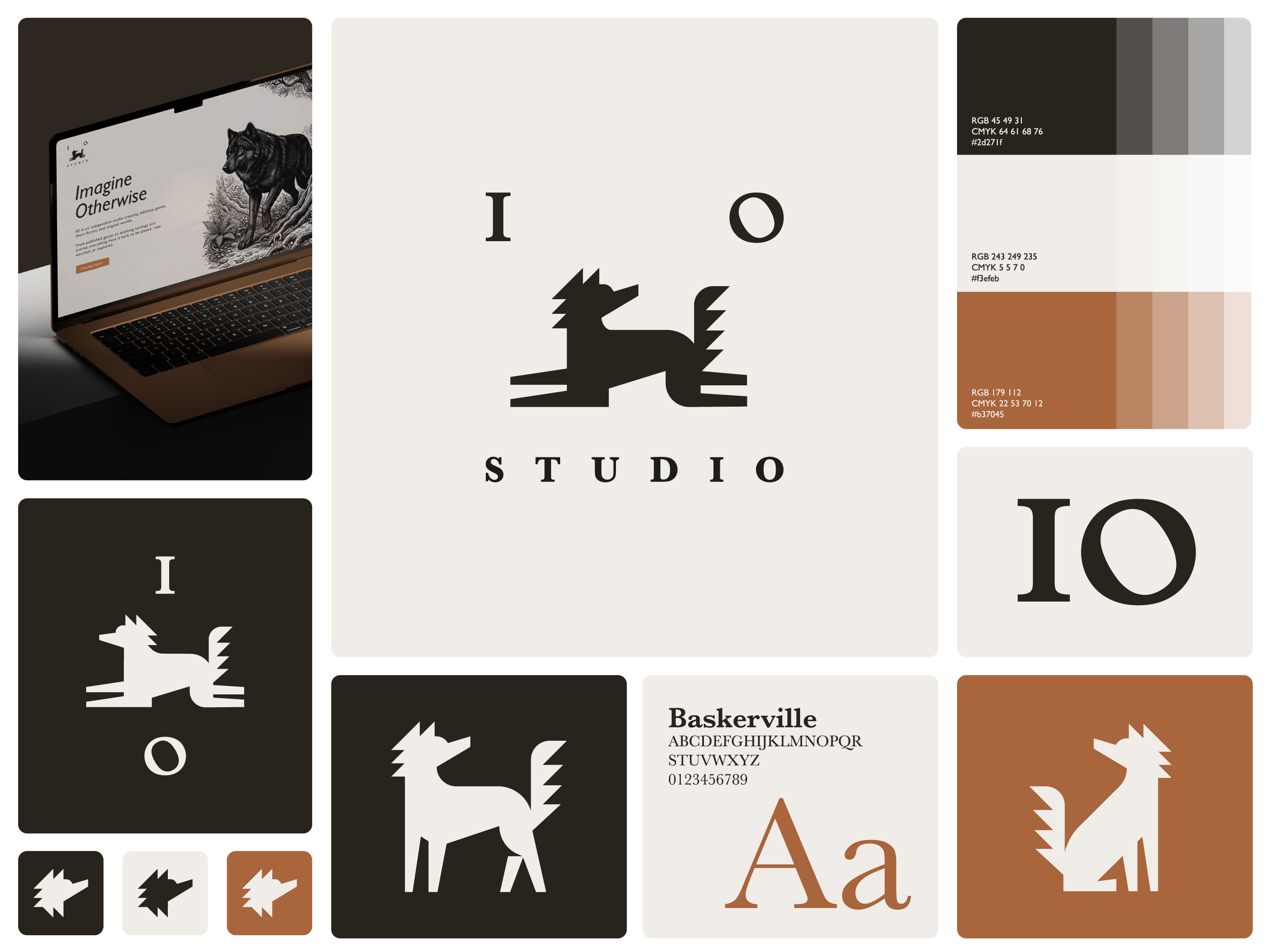IO Studio boardgames brand branding fantasy games geometric wolf graphic design logo logodesign logomark logos minimalist visual identity wolf