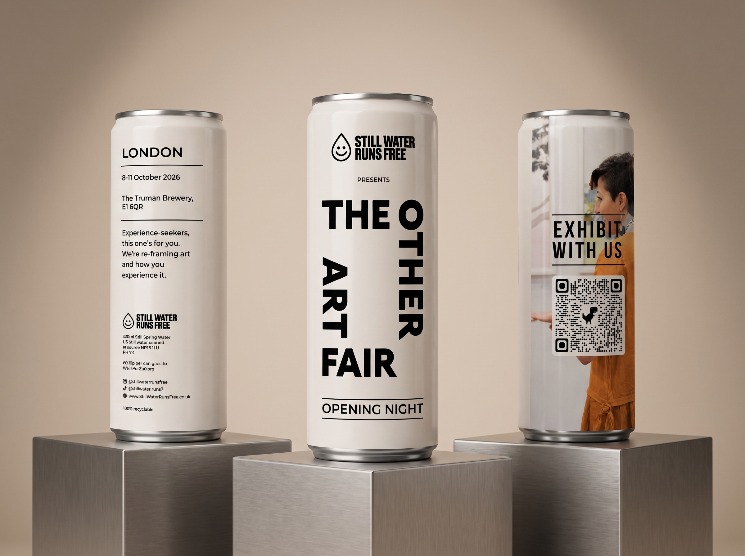 Still Water Runs Free – Art Fair Beverage Can Packaging Design adobe illustrator art direction beverage can beverage packaging brand identity branding can packaging creative direction editorial design graphic design label design minimal design packaging design packaging mockup print design product packaging swiss design typography visual identity water can design