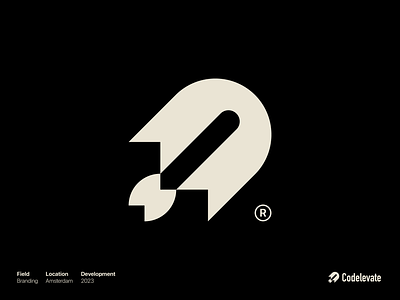 codelevate® brand brand identity branding brandmark clean custom mark design graphic graphic design identity logo logo design logo designer logomark mark minimal modern rocket symbol trademark
