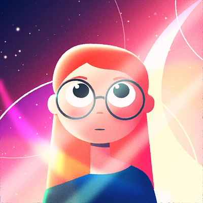 Overthinking after effects artwork character character illustration characterdesign child colorful design designer dream galaxy ginger hair illusign illustraor illustration thinkings vector