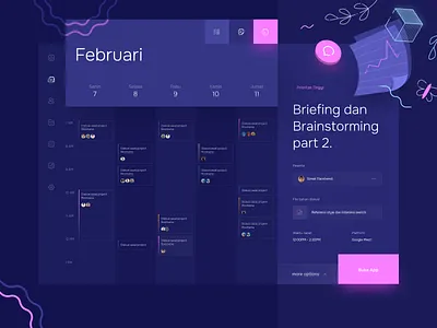 Calendar App Dashboard app calendar cards dark dark mode dashboard design desktop icons illustration minimal ui