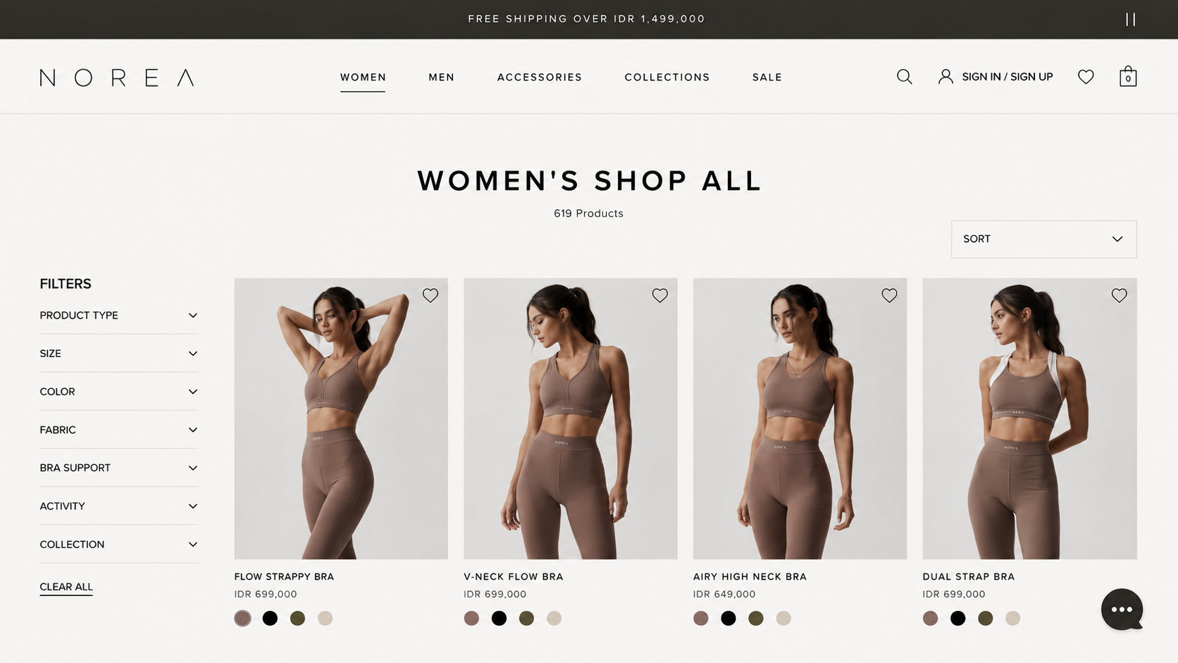 NOREA — Premium Activewear E-commerce UI activewear branding ai brand strategy branding cgi ai visualization design editorial photography graphic design illustration ui