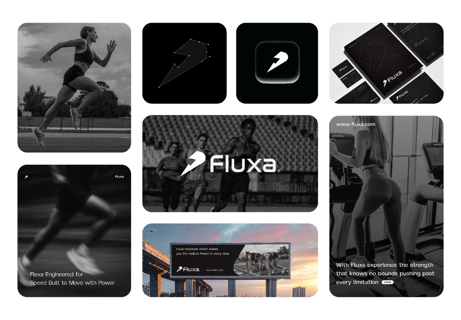 Fluxa — Modern Sportswear Brand Identity & Visual Branding Syste branding branding design fashion brand fashion logo fitness fitness logo gym logo logo logo design minimal minimal logo modern logo sports sports brand sports logo vector logo