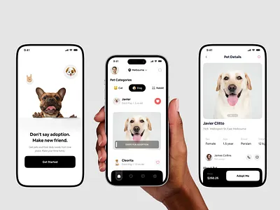 Pet Adoption App adoption app clean design clean ui mobile app pet pet adoption pet adoption app pet adoption mobile app product design ui user experience