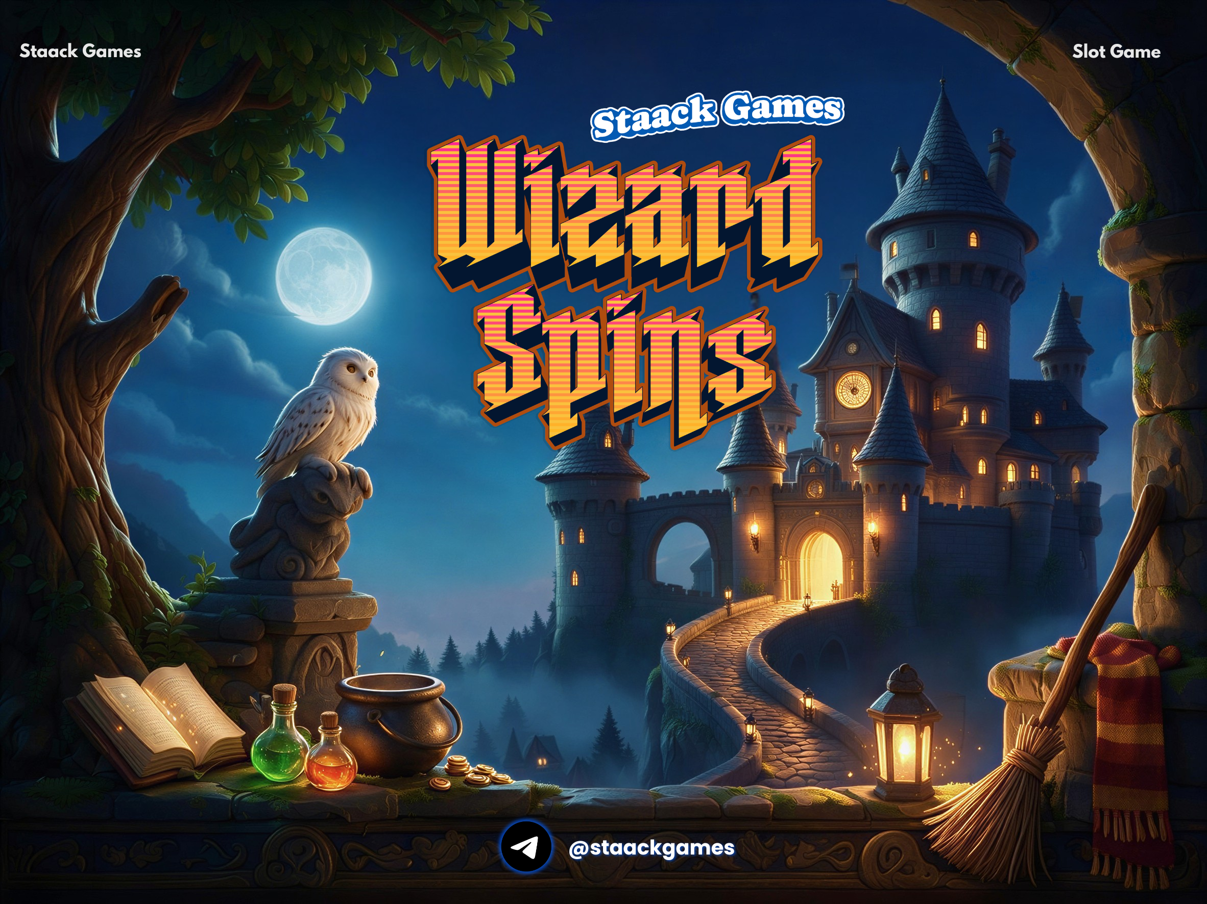 Wizard Spins — Slot Game UI, Symbols & Character Art by Staack cartoon style casino casino ui character design concept art game art game assets game character game design game ui harry potter icon design igaming illustration mascot design mobile game slot slot game slot machine ui design