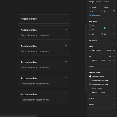 Frames X accordion component in Figma accordion auto layout component properties figma dashboard design design elements design system figma interface ui ui kit figma ux