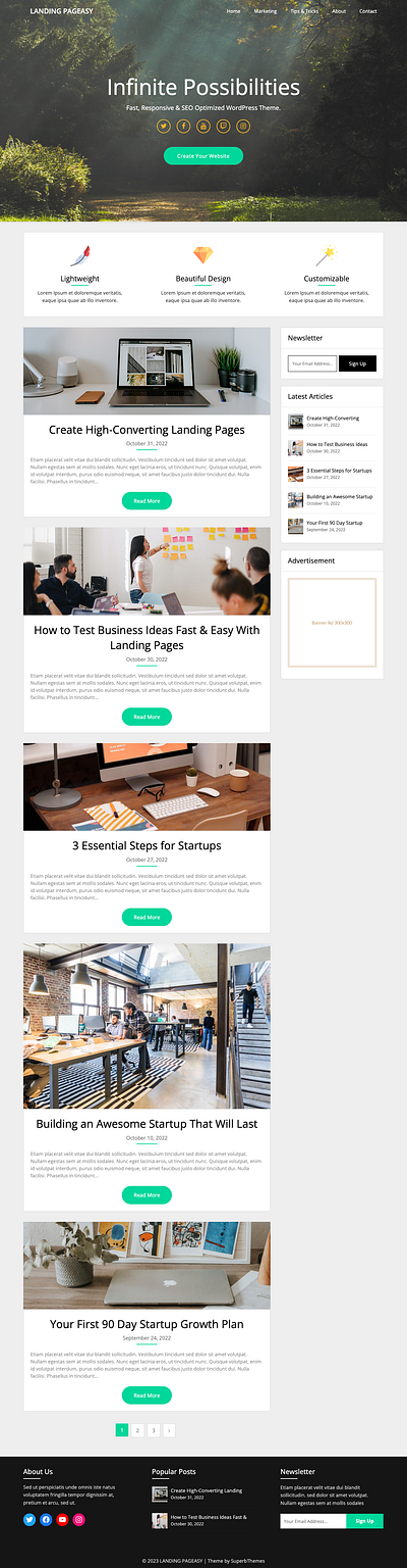 Landing Pageasy - A Colorful Landing Page Theme for WordPress blog blogging download free landing one page page pageasy template theme website wordpress wp