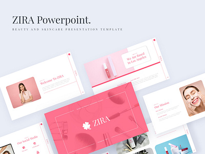 Zira PowerPoint beauty cosmetic elegant google slides keynote minimalist modern pink powerpoint presentation skincare template zira