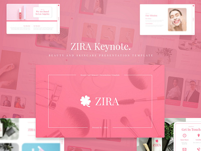 Zira Keynote beauty cosmetic elegant google slides keynote minimalist modern pink powerpoint presentation skincare soft template zira