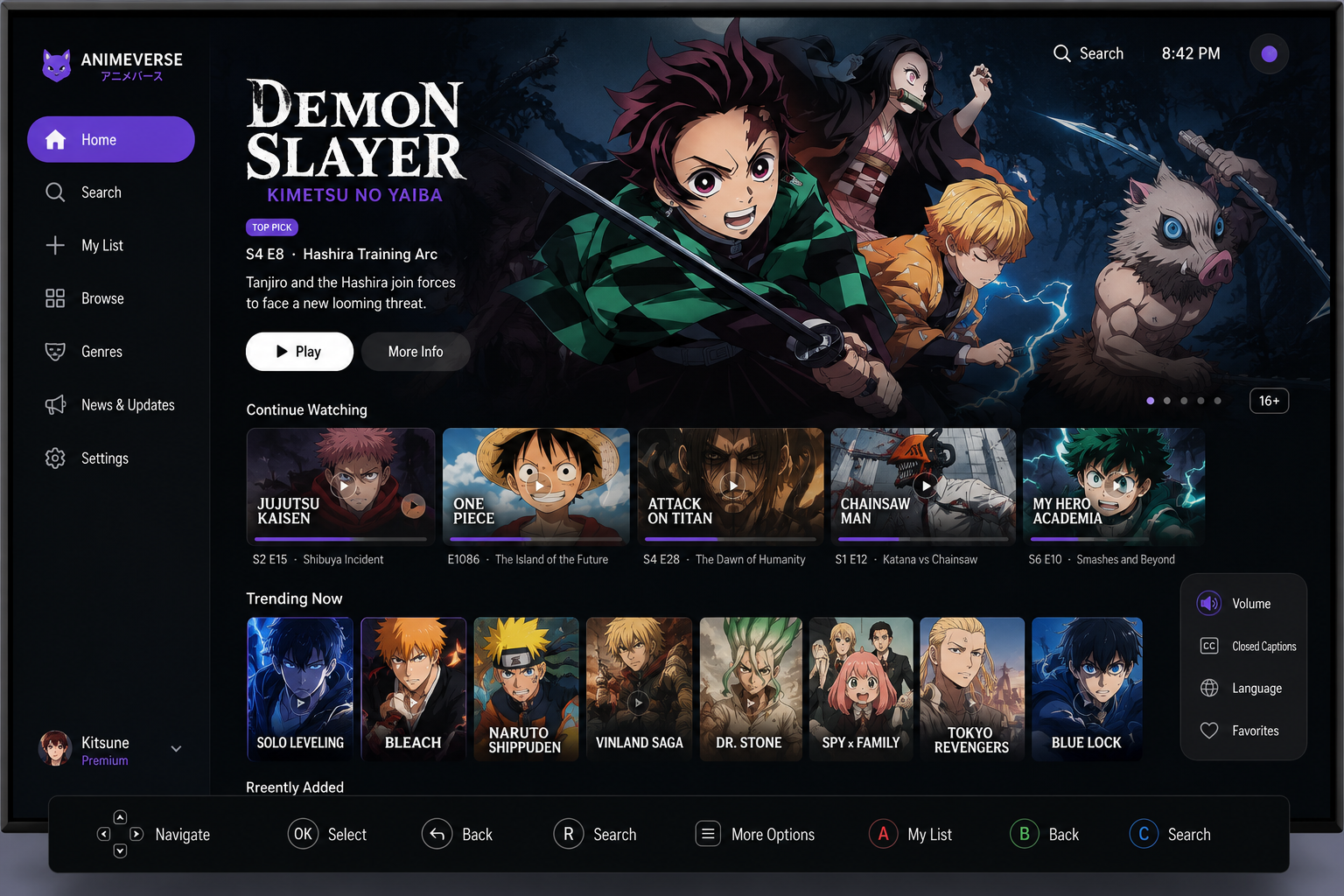 TV App – Daily UI Challenge #025 025 100days 100daysofui anime dailyui dailyui 025 dailyui challenge dailyui challenge 025 dailyui025 dailyuichallenge dailyuichallenge025 darkmode darkui movies app streaming app thegurufox tv app tv app design tv streaming
