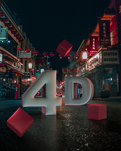 Photoshop 3D 3d 3d photoshop 4d box china chinese cube design graphic design night photoshop photoshop 3d street text