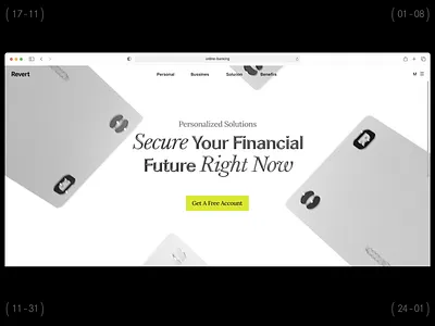 Digital Banking Landing Page Website account bank card finance future journey secure ui ux