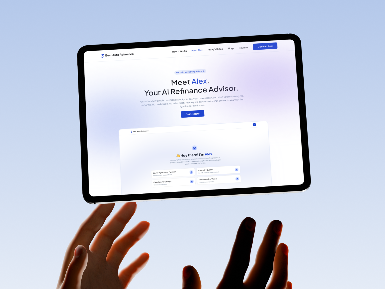 Meet Alex — Your AI Refinance Advisor artificialintelligence dashboard design figma fintech landing page landingpage minimal mobiledesign productdesign responsivedesign saas ui ux webdesign