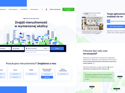 Okolica.pl apartments banner boxes illustrations map navigation realestate search website