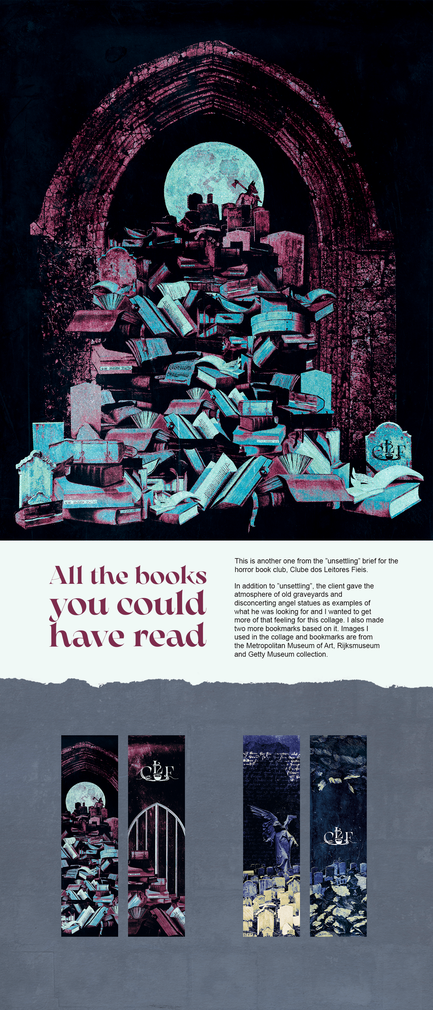 All the books you could have read bookmarks digital collage illustration print