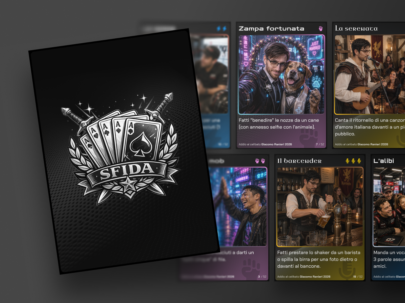 Bachelor Card Deck - Challenges ai board branding design designer game graphic graphic design illustration layout logo tcg trading card ui videogame zoning